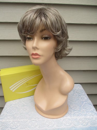 Gabor Wig BELLE Color GL38-48 SUGARED SMOKE Light Brown w/Gray Soft Curled Style