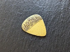 Brass guitar pick with Mehndi and mandala  and a sparkling hammered texture