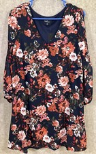 NWT! Lulus Shifting Dears Navy Blue Floral Romantic Cold Shoulder Dress Size M