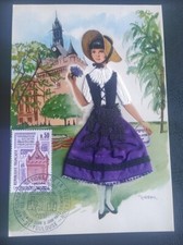 Carte premier jour Brodé congrès philatélique Toulouse 1973 Timbre N°1763