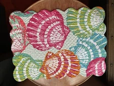 C&F Enterprises One Quilted Reversible Placemat “Merritt Island” Bright Seashell