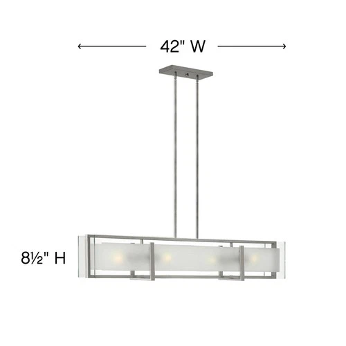 Latitude 42" Wide Brushed Nickel 4-Light Linear Chandelier - Picture 4 of 4
