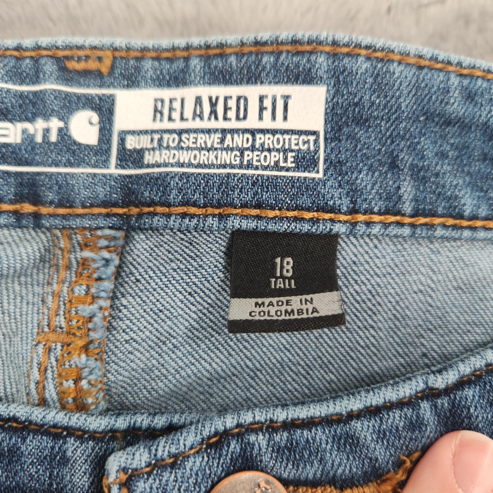 Carhartt Rugged Flex Double Front Jeans Womens 18 Tall Blue Work Relaxed Fit thumbnail 3