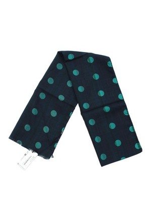Paul Smith Herren Schal Blau Polkadot Wolle mit Seidentuch Neu mit Etikett