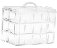 Stackable Craft Organizers and Storage Box 30 Compartments, 3-Tier Clear