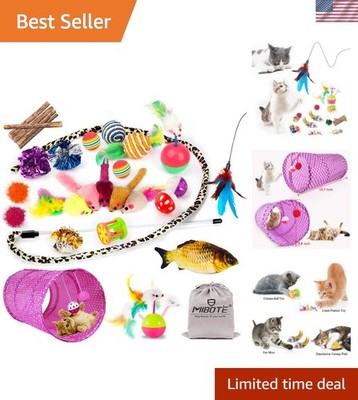 28-Piece Cat Toys Bundle Including Teaser Wand, Tunnel, and Balls for Cats