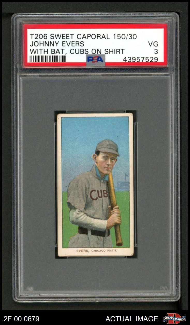1909 T206 Johnny Evers Bat Cubs HOF RARER VARIATION PSA 3 - VG