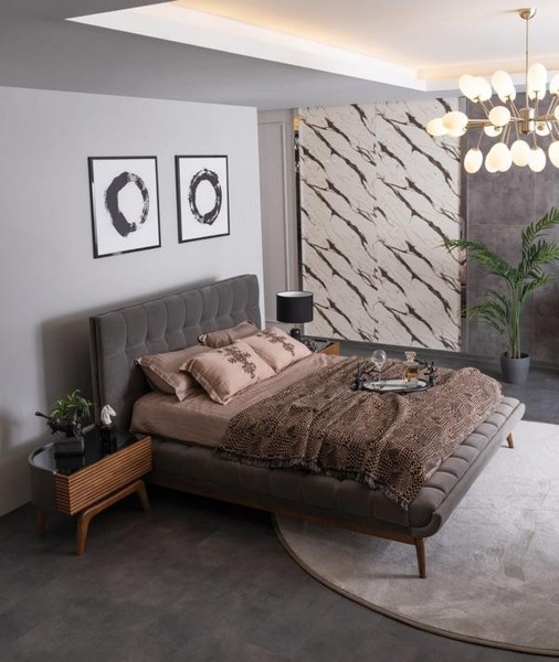 Schlafzimmer Komplett Bett Doppelbett 2X Nachttische Schlafzimmergarnitur-image