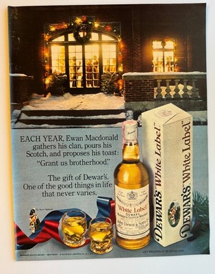 1979 White Label Dewar's Scotch Whisky, Comtrex Cold Reliever Vintage Print Ads