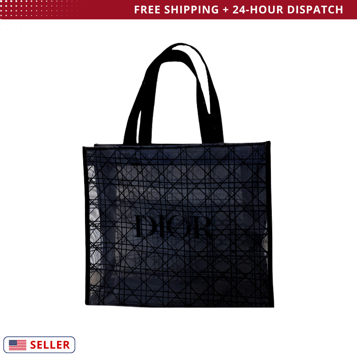 Bolso de Mano Dior Beauty Exclusivo de Malla de Encaje - Diseño Cannage Negro REGALO VIP
