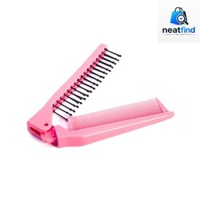 Elegant Pink Folding Hair Brush - Double-Headed Travel Comb for All Hair Types