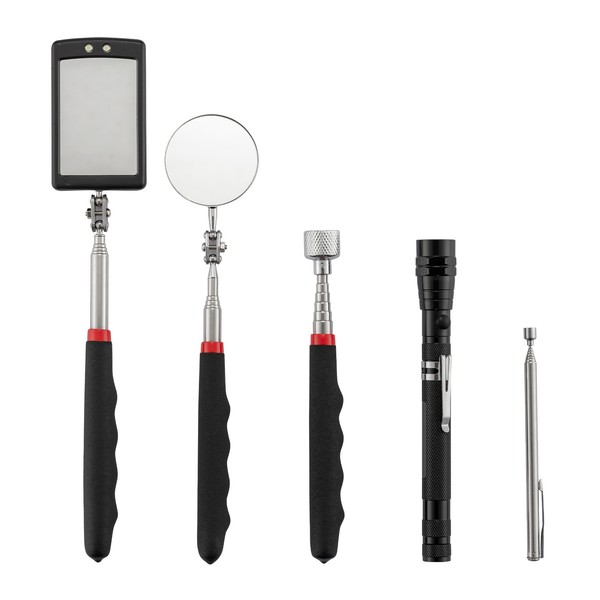 WilTec Magnetheber Set 5-Tlg Mit LED Teleskop Magnetstab Inspektionsspiegel-image
