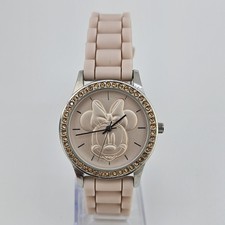 Minnie Mouse Women's Watch 36MM Cream Tan Dial Plastic Bands New Battery