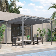 Image of Grey Aluminium Louvered Pergola 2.9m x 2.95m | Retractable Canopy Outdoor Gazebo