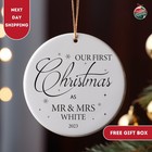 Couples Christmas Ornament Personalized Ceramic Heart Shape New Couple Gift