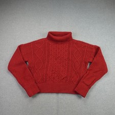 Abercrombie Kids Sweater Girls 9/10 Red Cable Knit Turtleneck Pullover