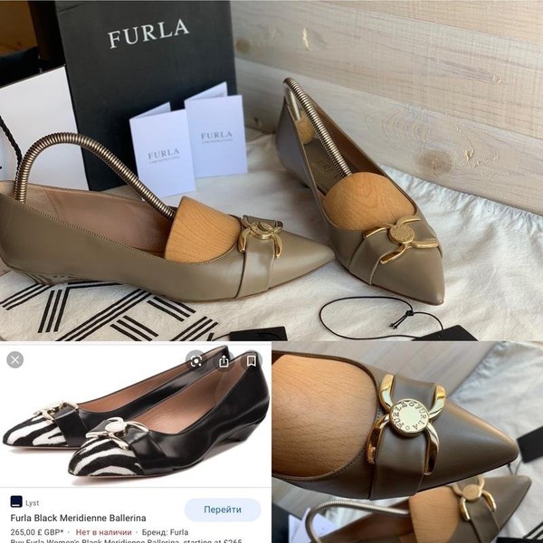 Women Furla Heels Beige Leather 38.5