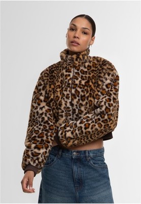 Damen Cropped Faux Fur Leo Jacke | Urban Classics | TB7938