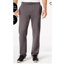 ChampionMen's Powerblend Fleece open bottom Pants Heather Grey Large NWT