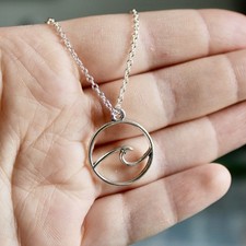 Beautiful Handmade Silver Wave Necklace - Made In Cornwall - Ocean Inspired