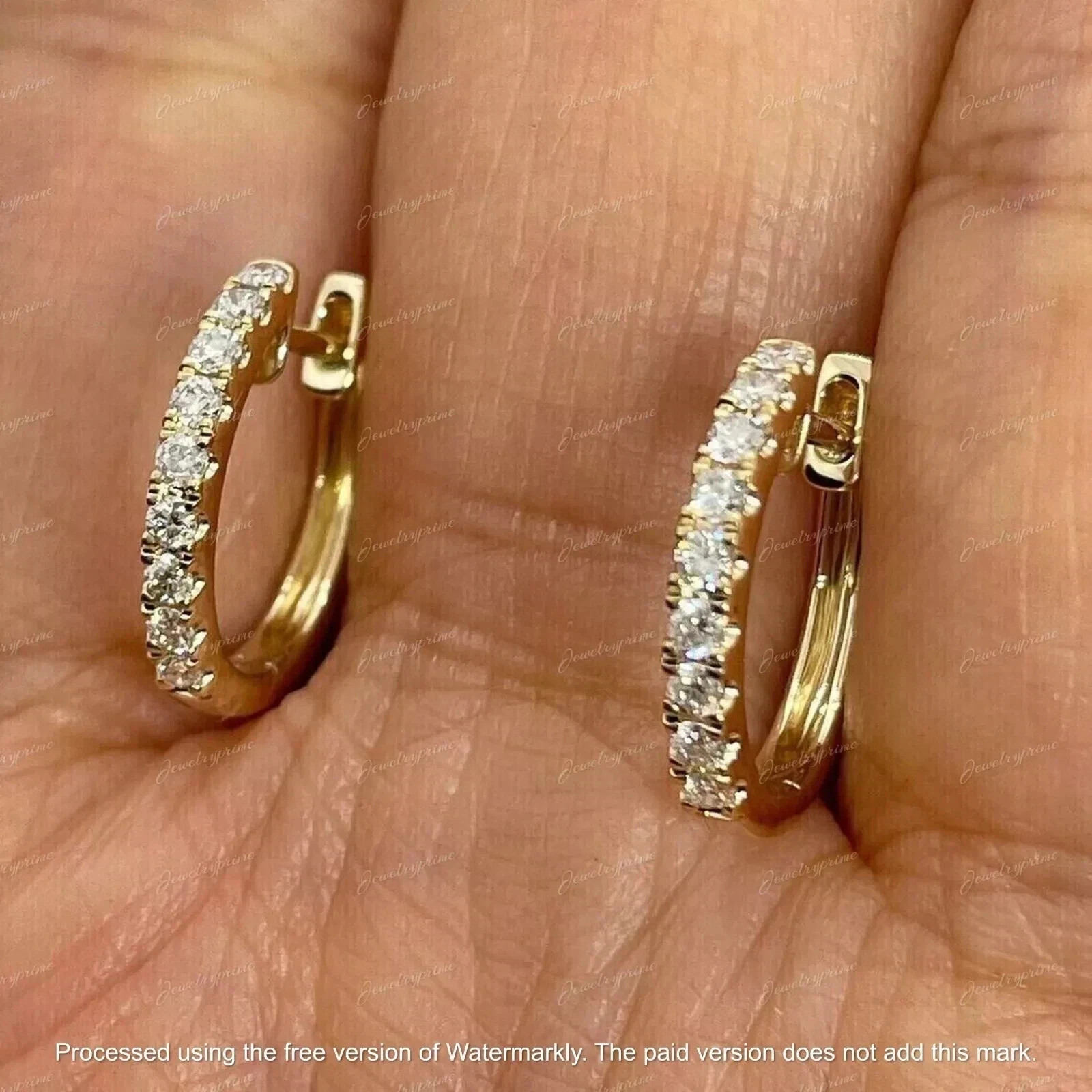 2Ct Round Cut Lab-Created Diamond Huggie Hoop Earrings 14K Yellow Gold Plated