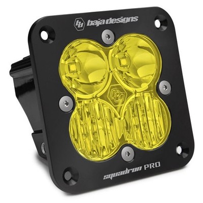 Baja Light Pod Black Flush Mount Squadron Pro Cornering Pattern Amber Lens