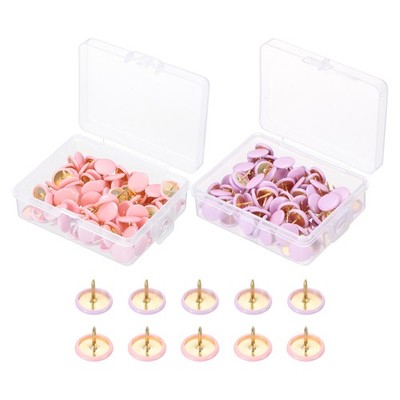 Rundkopf-Push-Pins, 400 Stück Reißzwecken aus Kunststoff für Pinnwand, Pink/Lila