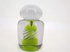 Vintage Blenko Art Glass Paperweight 68D Green Air Twist HTF MCM