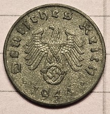 Germany 🇩🇪 3d Reich 1 Reichspfennig 1944 D. KM#97. Zinc One Cent coin. Munich 
