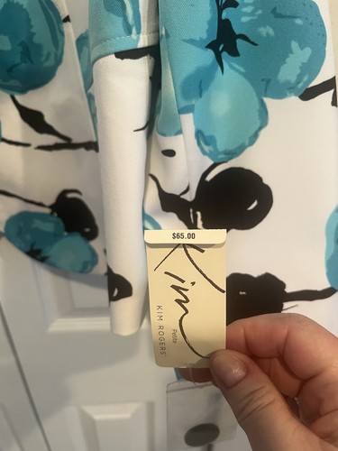 NWT Kim Rogers Floral Print Jacket White Blue Black Size 10 P - Picture 4 of 7