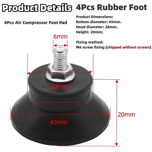 4PCS Air Compressor Rubber Feet Replacement Foot Mount Vibration Pads for Oil... - Picture 3 of 9