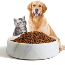 White Marble Dog Bowl, Non-Slip Non-Tipping Heavy Dog Food Bowl, Large Weight...
