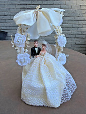 Vintage Wedding Cake Topper Bride Groom Figurine 6" Wide 10" Tall