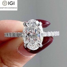 2.50Ct Oval Cut IGI Certified Lab Grown Diamond Anniversary Ring in 950 Platinum