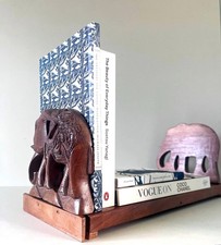 Book Slide Elephant Bookends Hand Carved Extendable Wooden Shelf Made in India