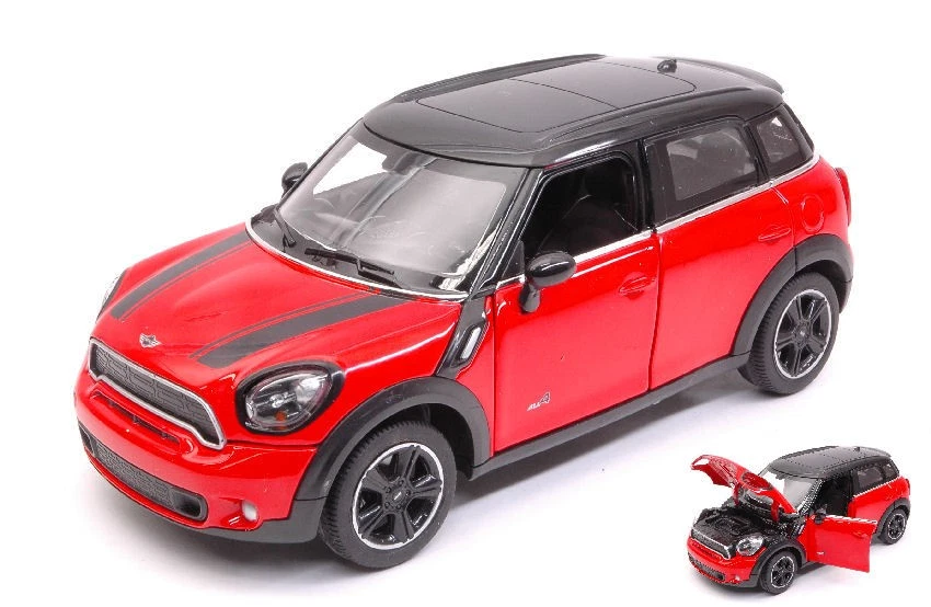 MODELLINO AUTO STATICO MINI COOPER S COUNTRY R60 ROSSO NERO MODELLISMO DIECAST - Immagine 3 di 4
