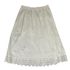 Vintage Olga Lace Trim Silky Nylon Half Slip Skirt Cream M Bow