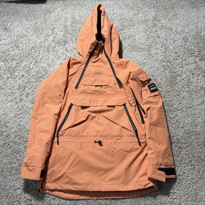 Dope Akin Snowboard Jacket Men Size XXS Orange Anorak Hooded Outdoor