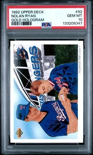 PSA 10 💎 1992 UPPER DECK #92 NOLAN RYAN GOLD HOLOGRAM pop 46! NEW SLAB GEM MT