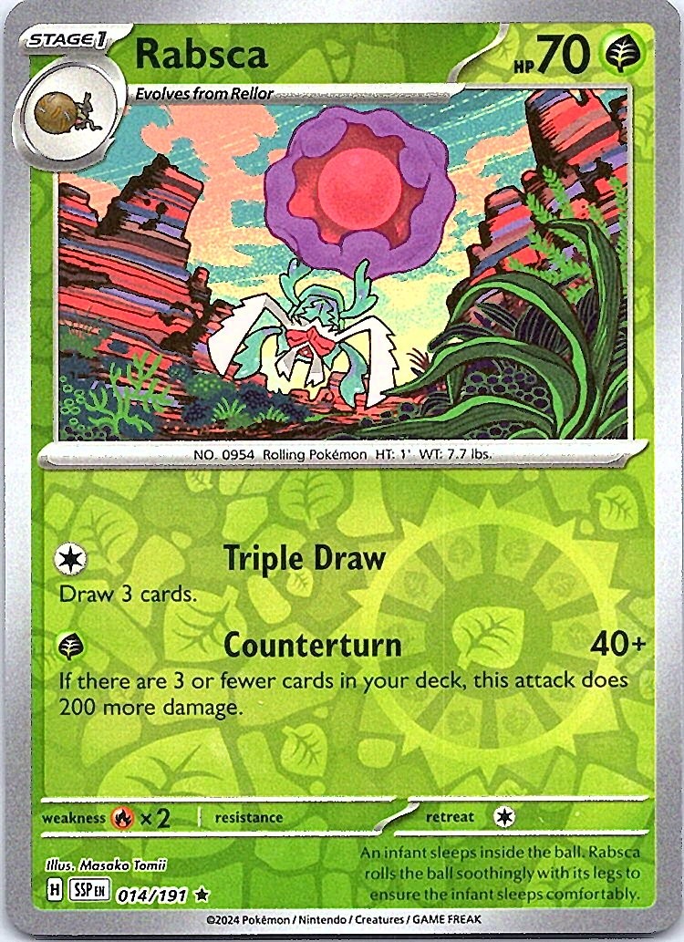 Rabsca Rare Grass Reverse Holo SV08: Surging Sparks 014/191 NM