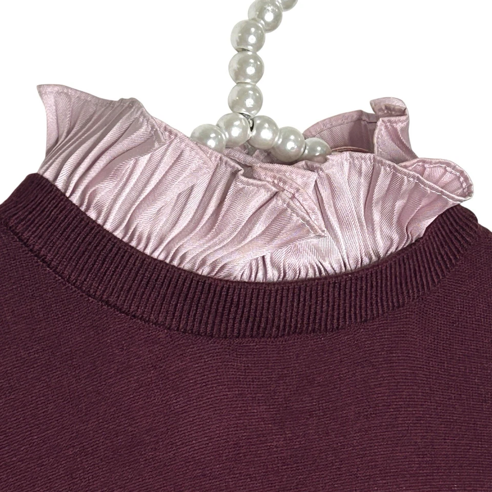 Ted Baker Kaarina Layer Sweater 1 US 4 Coquette Preppy Ruffle Holiday Romantic - Image 4 of 4