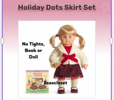 New  No Tights/Book American Girl Bitty Baby Doll Bitty Holiday Dots Skirt Set