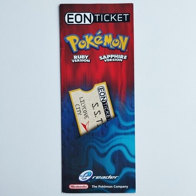 Pokémon Ruby & Sapphire Original Eon Ticket e-Reader Card with flyer