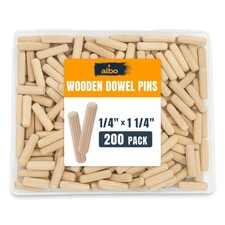 ALBO Wooden Dowel Pins 1/4 x 1-1/4 inch 1/4"- 200 Psc, Natural Wood Color