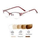 Wonmen Half Rim Transition Photochromic Reading Glasses UV400 Sunglasses Readers