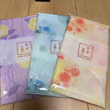 Japanese Gauze Tenugui Set of 3, Cotton, Made in Japan, Used