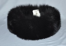 NWT York Furrier REAL Black Fox Fur Head Wrap Ear Muffs Head Warmer Band