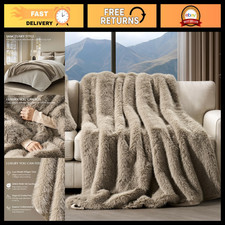 Luxury Faux Fur Throw Blanket 60"x80" - Soft, Cozy, Natural Mink Style