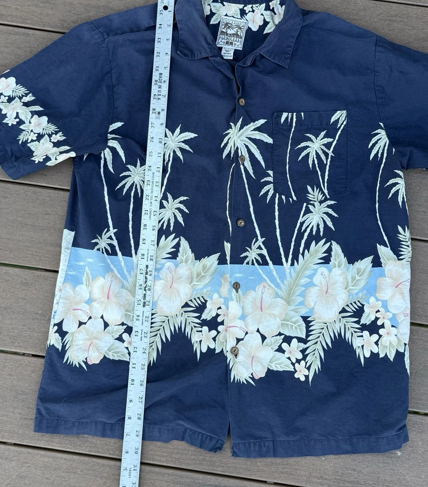 Camisa Hawaiana De Colección Y2K Steve & Barry's Para Hombres L S/S Algodón Abotonada Palmera Top Foto 4 de 4