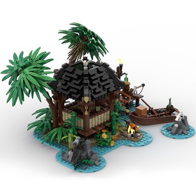 Modubrix Mocs Bricks Sets Pirate s Getaway Island Building 1874 Pieces Toys Kits